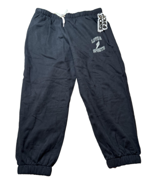 Love & Sports Jogger Pants Womens Large Black Graphic Sweatpants Athleisure New
